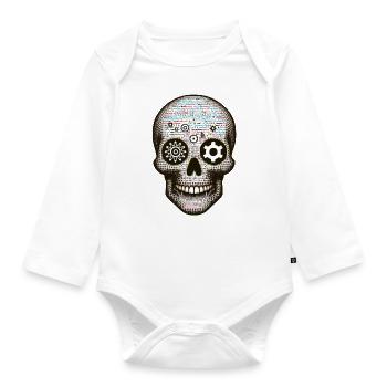 Code Master Skull Tee Digitale Matrix für Programmierer - Baby Bio-Langarm-Body - Weiß - Vorne