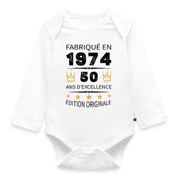 Made in 1974 Born in 1974 50 Years Anniversary - Organic Longsleeve Baby Bodysuit - white - Front