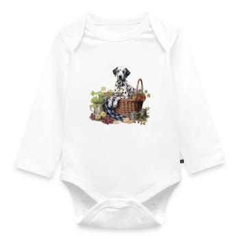 Dalmatiner Hundehütte Cottagecore Picknick Glückseligkeit - Baby Bio-Langarm-Body - Weiß - Vorne