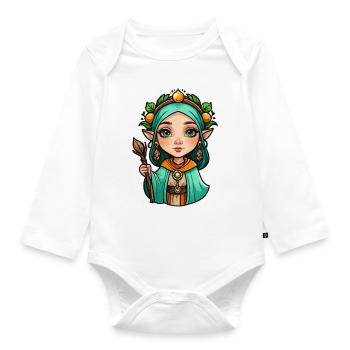 Druidin Druide Fantasy Illustration - Baby Bio-Langarm-Body - Weiß - Vorne