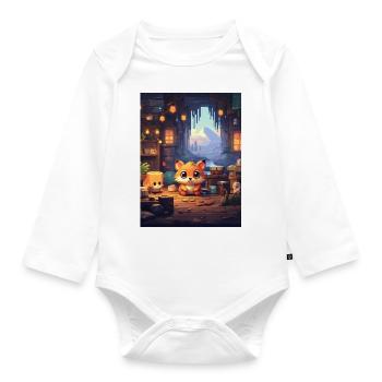 Pixelart Fuchs - Baby Bio-Langarm-Body - Weiß - Vorne