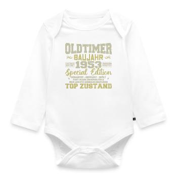Jahrgang 1953 geboren Retro Geburtstag Vintage - Baby Bio-Langarm-Body - Weiß - Vorne