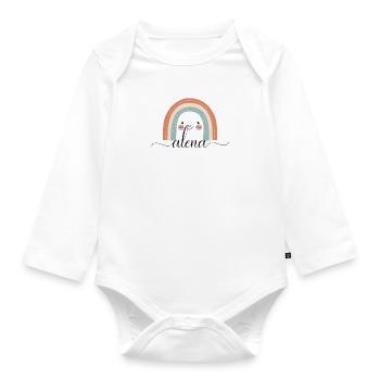 Alena! Rainbow, customisable - Organic Longsleeve Baby Bodysuit - white - Front