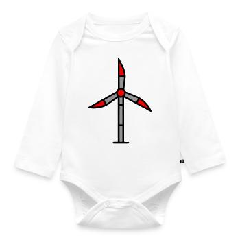 Windrad Windkraft Anlage Symbol - Baby Bio-Langarm-Body - Weiß - Vorne