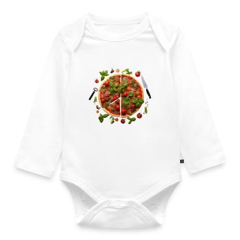 Pizza Garden Ernte Grüner Daumen - Baby Bio-Langarm-Body - Weiß - Vorne