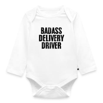 Badass Lieferfahrer Lustige Lieferung Dash - Baby Bio-Langarm-Body - Weiß - Vorne