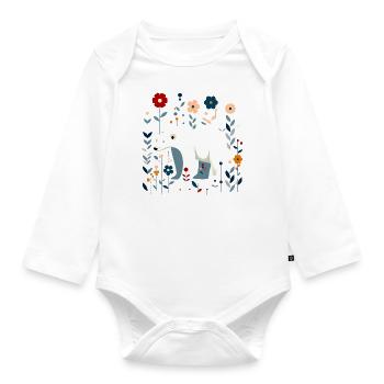 Floraler Eisbär - Baby Bio-Langarm-Body - Weiß - Vorne