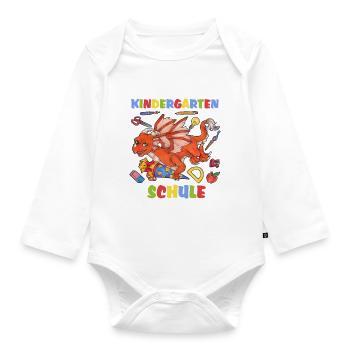 Niedlicher Drache Einschulung Kind Zuckertüte - Baby Bio-Langarm-Body - Weiß - Vorne