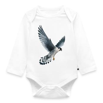 Wanderfalke im Flug - Baby Bio-Langarm-Body - Weiß - Vorne