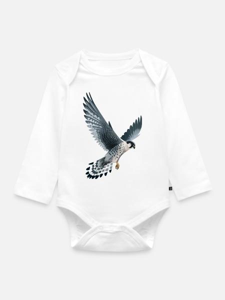 Wanderfalke im Flug - Baby Bio-Langarm-Body - Weiß