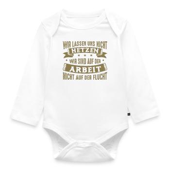 Wir lassen uns nicht hetzen Cess Spruch - Baby Bio-Langarm-Body - Weiß - Vorne