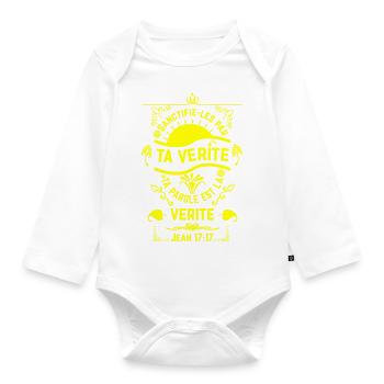 Jean 1717 JAUNE - Body Bébé bio manches longues - blanc - Devant
