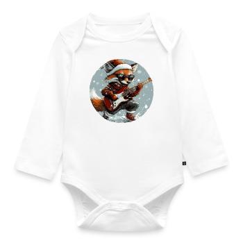 Fox Christmas Rocker Guitar - Organic Longsleeve Baby Bodysuit - white - Front