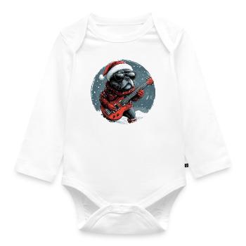 Staffordshire Bull Terrier Hund Weihnachten Rocker - Baby Bio-Langarm-Body - Weiß - Vorne