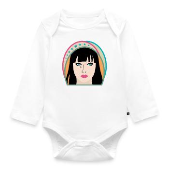 Lonely woman in the window - Organic Longsleeve Baby Bodysuit - white - Front