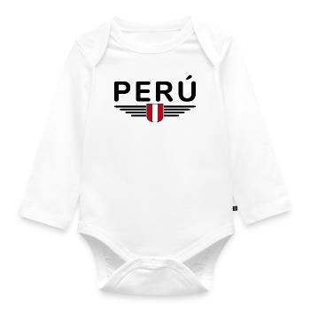 Peru Design – Colors of the Andes - Organic Longsleeve Baby Bodysuit - white - Front