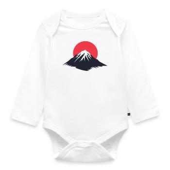 Dessin de montagne, logo de montagne, soleil - Body Bébé bio manches longues - blanc - Devant