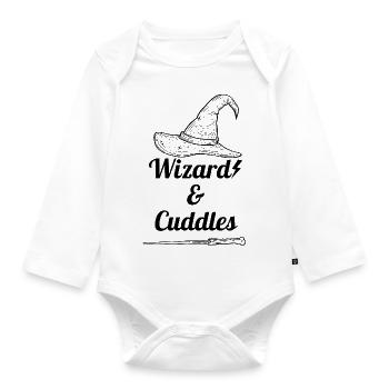 Wizard Cuddles - Organic Longsleeve Baby Bodysuit - white - Front