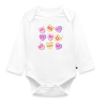 Pregnancy New Mom Candy Heart Cute Baby Reveal - Organic Longsleeve Baby Bodysuit - white - Front