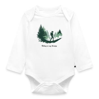Hiking is My Therapy – Nature & Forest - Organic Longsleeve Baby Bodysuit - white - Front