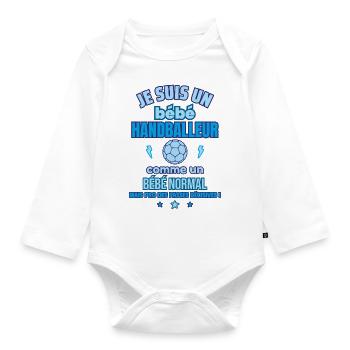 Bébé Handballeur Cadeau de naissance Drôle - Body Bébé bio manches longues - blanc - Devant