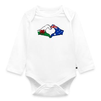 Wales Australien Flagge Hände Herzform - Baby Bio-Langarm-Body - Weiß - Vorne