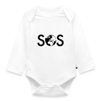 SOS - Organic Longsleeve Baby Bodysuit - white - Front