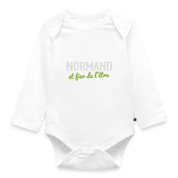 France Normandie Normand et fier de l'être - Body Bébé bio manches longues - blanc - Devant