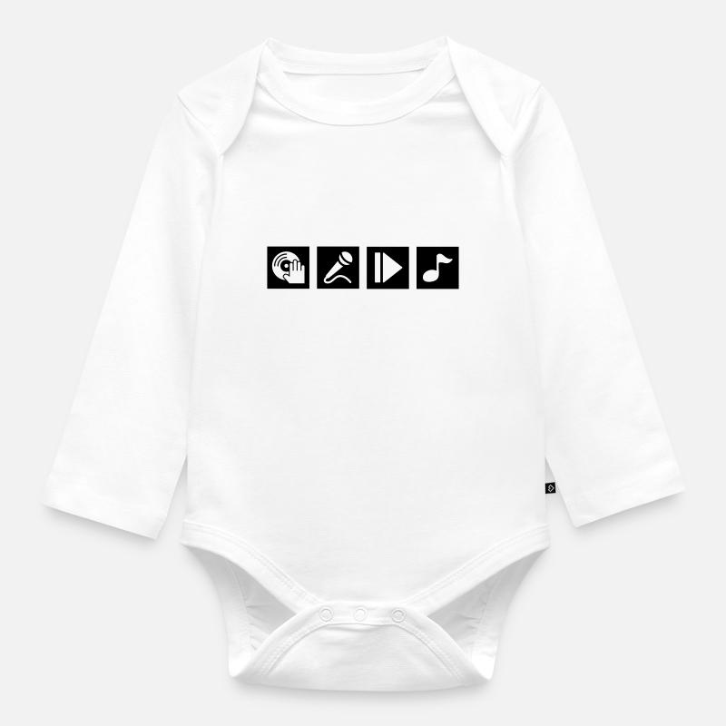 DJ, chanter, jouer, musique - Body Bébé bio manches longues - blanc