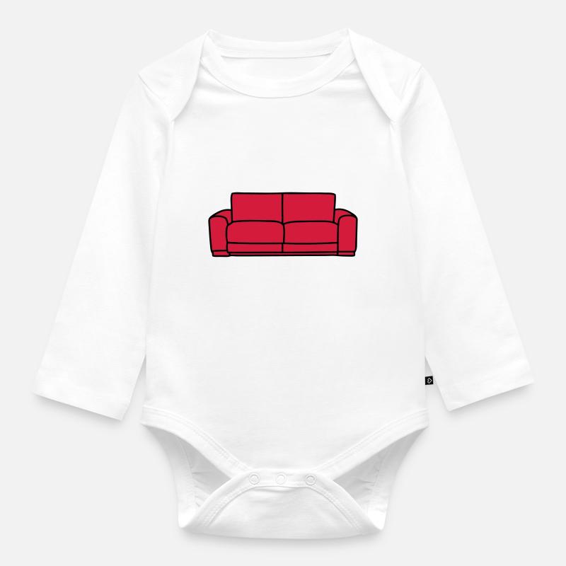 Sofa - Baby Bio-Langarm-Body - Weiß
