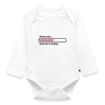 Please wait brain.exe is loading - Organic Longsleeve Baby Bodysuit - white - Front