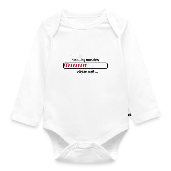 Installing muscles please wait ... - Organic Longsleeve Baby Bodysuit - white - Front