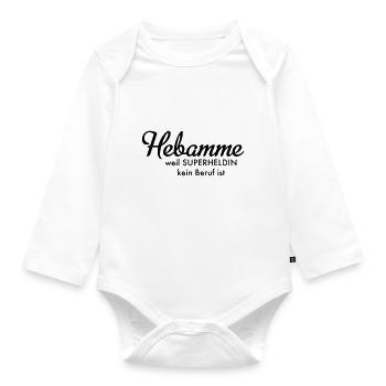 Hebamme - Baby Bio-Langarm-Body - Weiß - Vorne