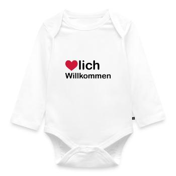 herzlich willkommen - Baby Bio-Langarm-Body - Weiß - Vorne