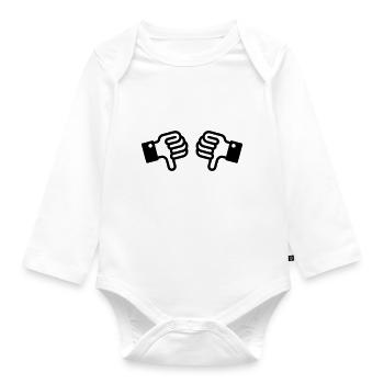 Daumen runter / Thumbs down (2) - Baby Bio-Langarm-Body - Weiß - Vorne