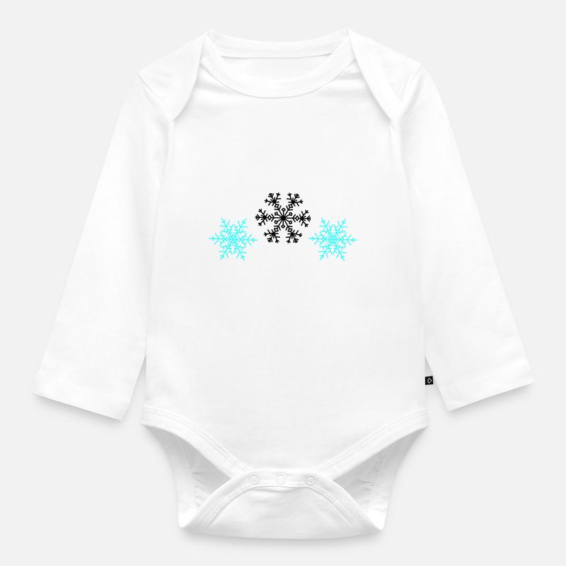 Schneeflocken - Baby Bio-Langarm-Body - Weiß