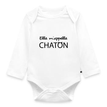 Elle m'appelle chaton - Body Bébé bio manches longues - blanc - Devant