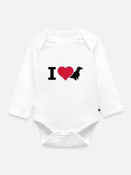 IL Dackel Langhaardackel - Baby Bio-Langarm-Body - Weiß