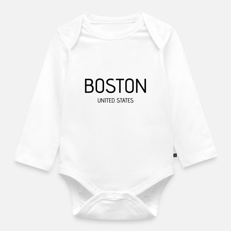 Boston - Body Bébé bio manches longues - blanc