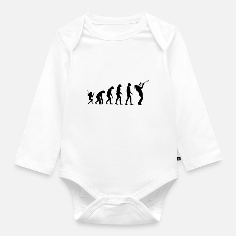 Evolution Posaune - Baby Bio-Langarm-Body - Weiß