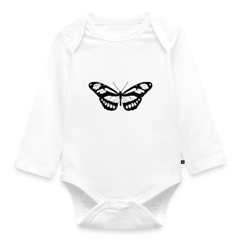 Schmetterling Silhouette - Baby Bio-Langarm-Body - Weiß - Vorne