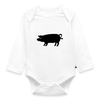 pig - Organic Longsleeve Baby Bodysuit - white - Front