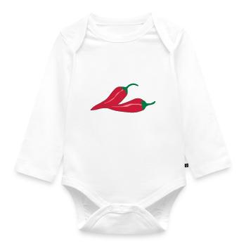 Chilli chili pepper spicy - Organic Longsleeve Baby Bodysuit - white - Front