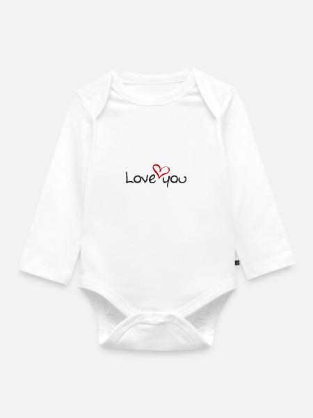 love you - Baby Bio-Langarm-Body - Weiß
