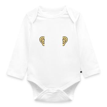 ears - Organic Longsleeve Baby Bodysuit - white - Front
