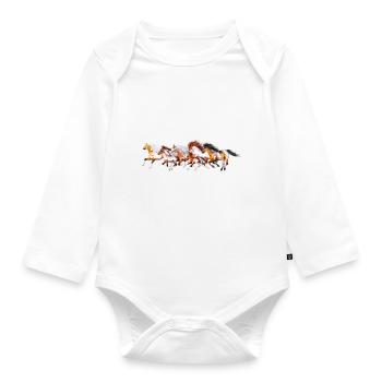 Wild Horses Herd - Baby Bio-Langarm-Body - Weiß - Vorne