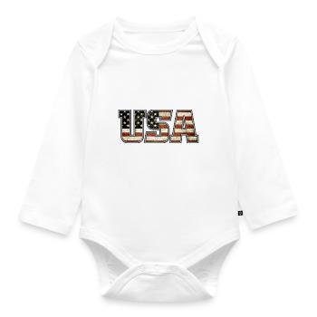 usa - Organic Longsleeve Baby Bodysuit - white - Front