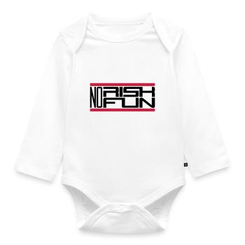 bar no risk no fun claim risk danger - Organic Longsleeve Baby Bodysuit - white - Front