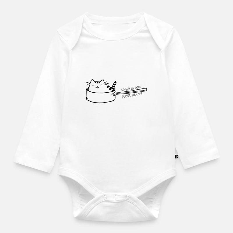 Chat dans le pan - faim - Body Bébé bio manches longues - blanc