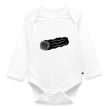 black tree trunk wood floor firewood huette wood - Organic Longsleeve Baby Bodysuit - white - Front
